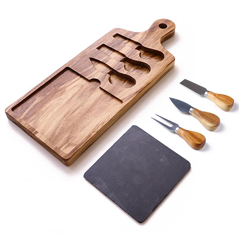 Wooden Serving And Cutting Board Set For Cheese And Meat Platter