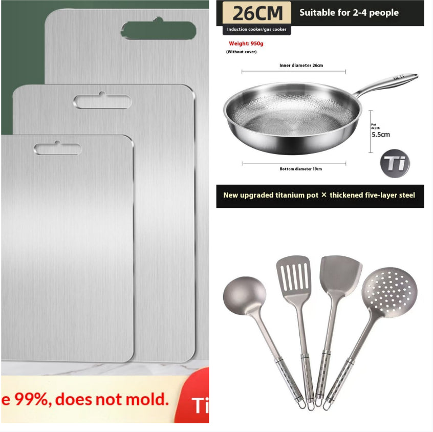Pure Titanium Frying Pan Non-coated Non-stick Pan