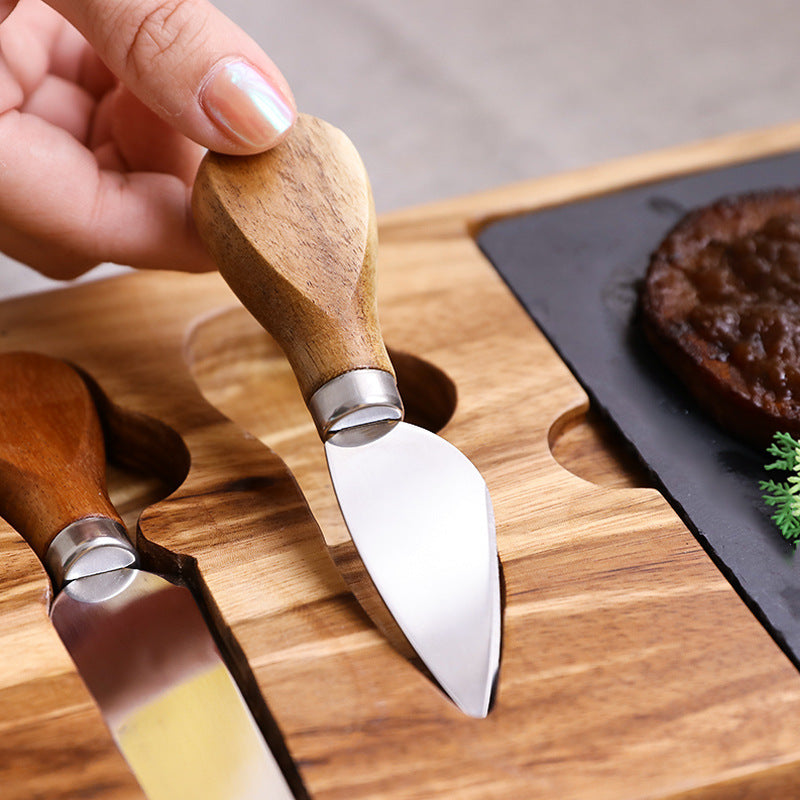 Wooden Serving And Cutting Board Set For Cheese And Meat Platter