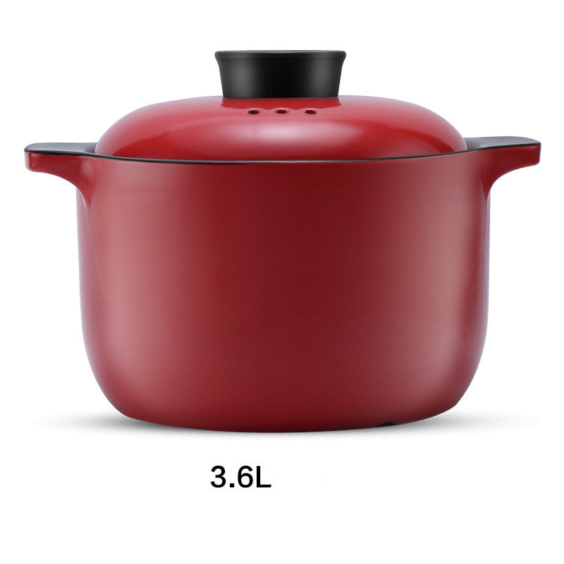 China Red Ceramic Stock Pot High Temperature Casserole Pot