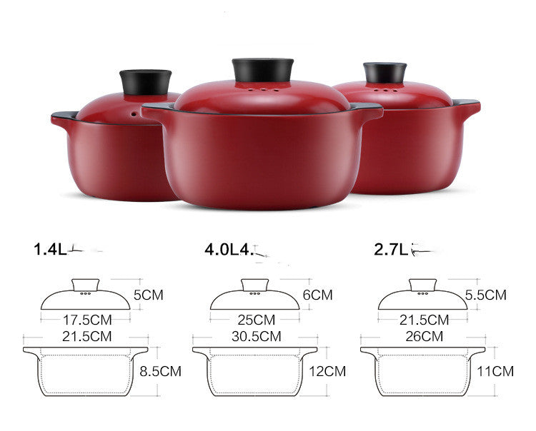 China Red Ceramic Stock Pot High Temperature Casserole Pot