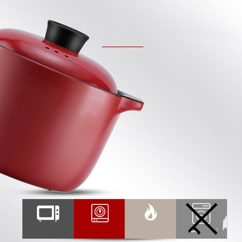 China Red Ceramic Stock Pot High Temperature Casserole Pot