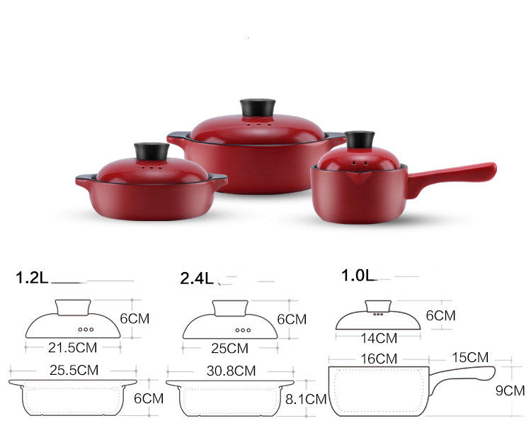 China Red Ceramic Stock Pot High Temperature Casserole Pot
