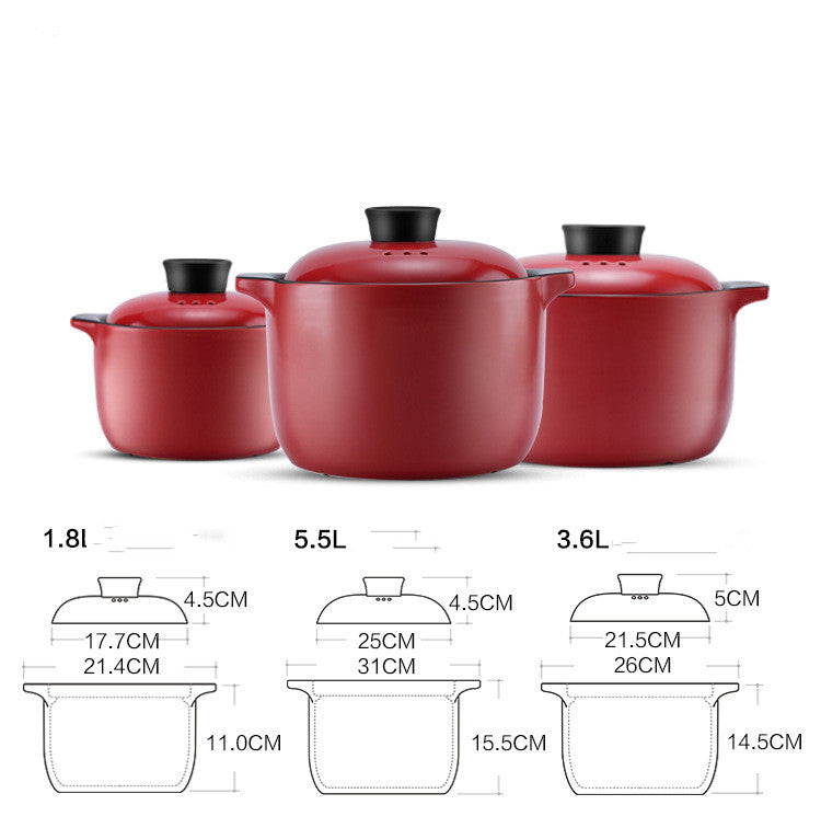 China Red Ceramic Stock Pot High Temperature Casserole Pot