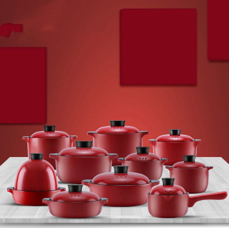 China Red Ceramic Stock Pot High Temperature Casserole Pot