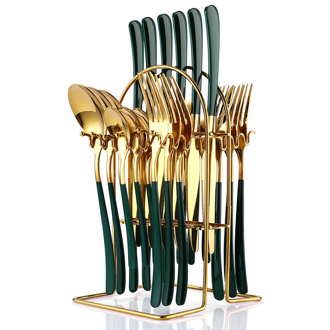 24 Piece Stainless Steel Cutlery Set With Storage Rack