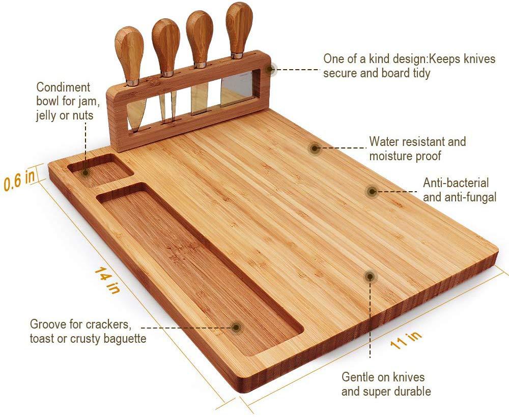 Bamboo Cutting Board And Serving Tray For Kitchen Use