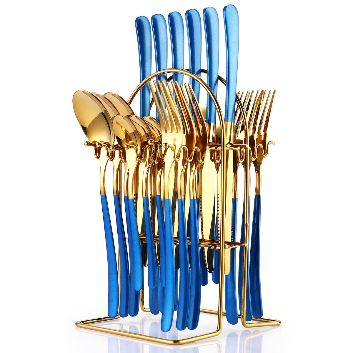 24 Piece Stainless Steel Cutlery Set With Storage Rack