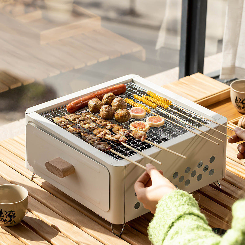 Square Outdoor Charcoal Barbecue Grill Oven For Courtyard Use
