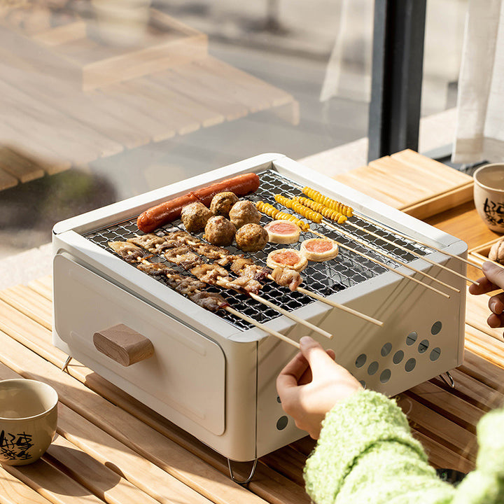 Square Outdoor Charcoal Barbecue Grill Oven For Courtyard Use