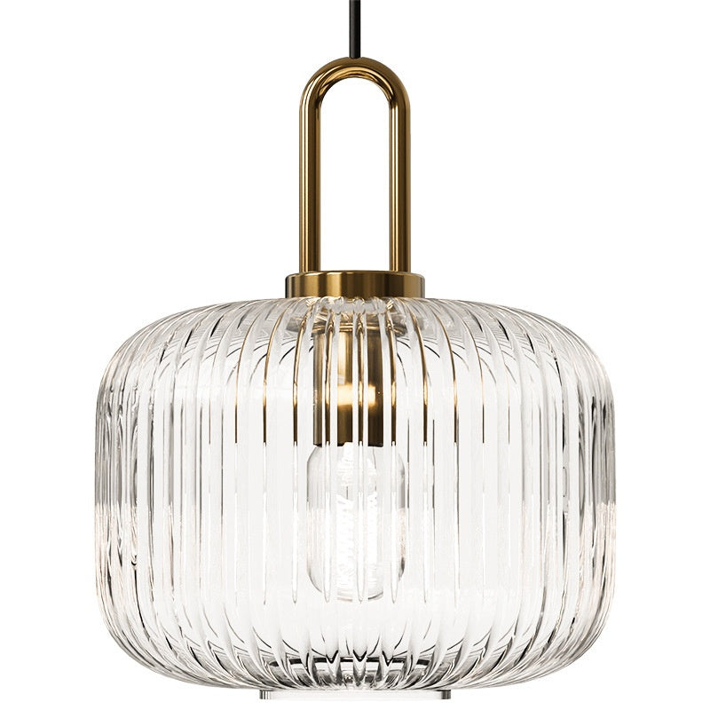 Clear Striped Glass Pumpkin Decorative Lamp For Ambient Lighting