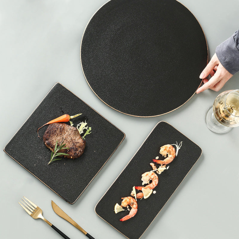 Steak Plate And Cutlery Set For Dining And Serving Meals