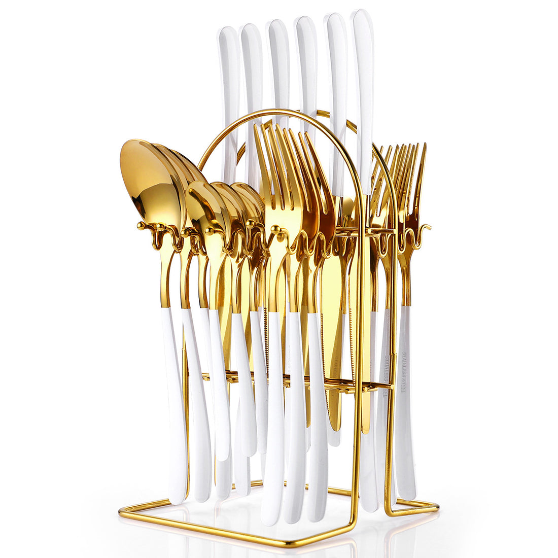 24 Piece Stainless Steel Cutlery Set With Storage Rack
