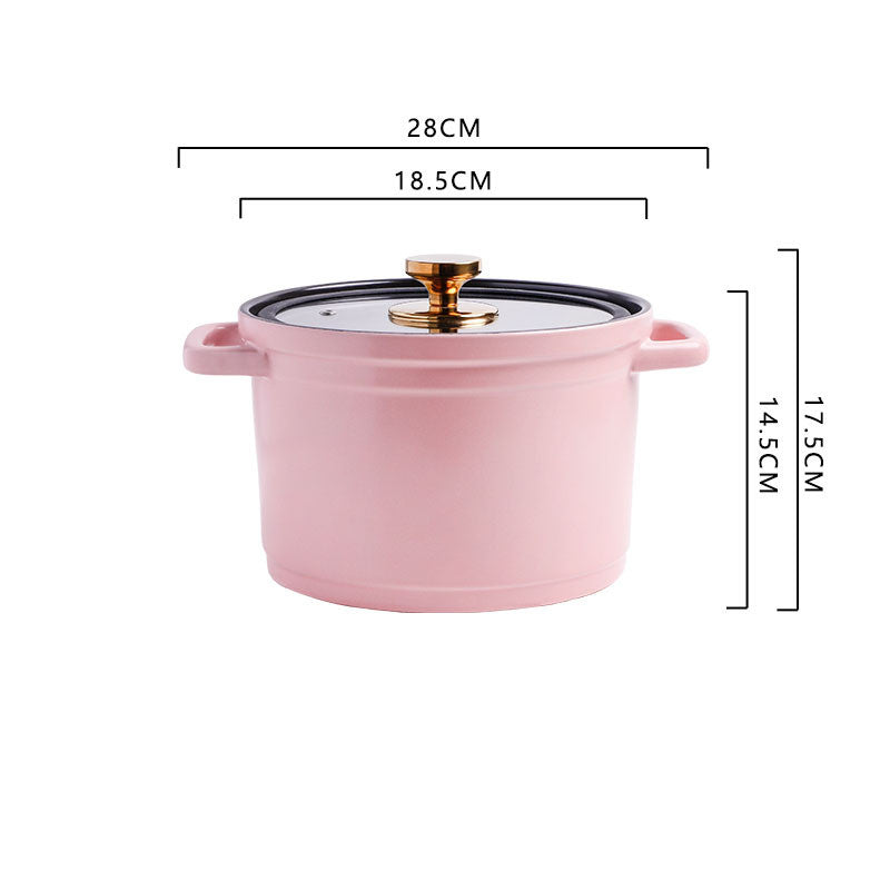 Nordic Ceramic Large Capacity Glazed Cooking Stock Pot