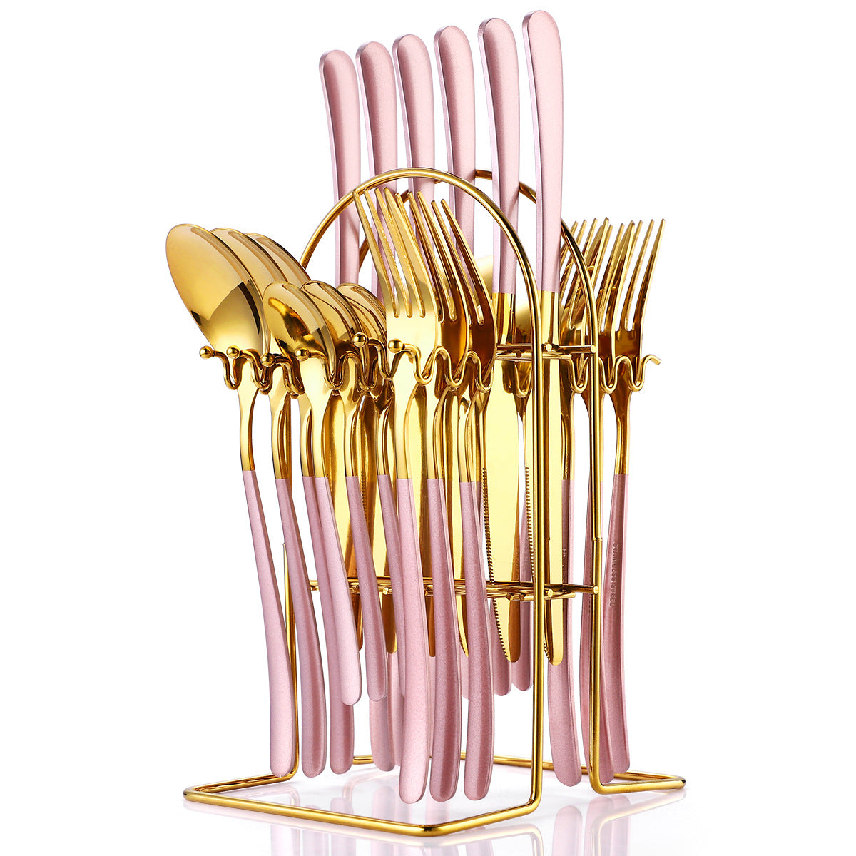 24 Piece Stainless Steel Cutlery Set With Storage Rack