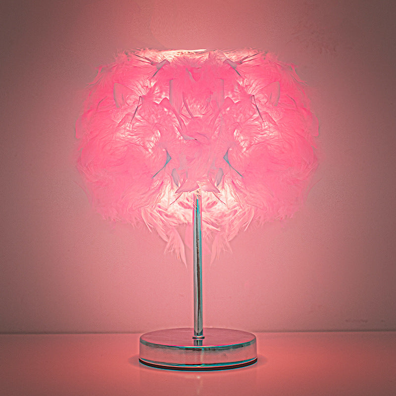 Creative Table Lamp Decorative Feather Bedside Lamp