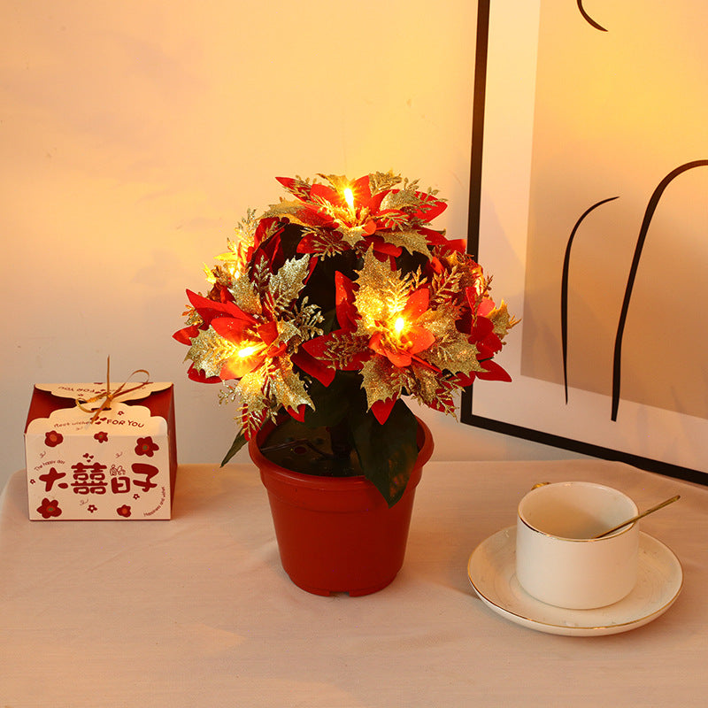 Led Flowerpot Tree Lamp Room Bedside Decorative Lamp