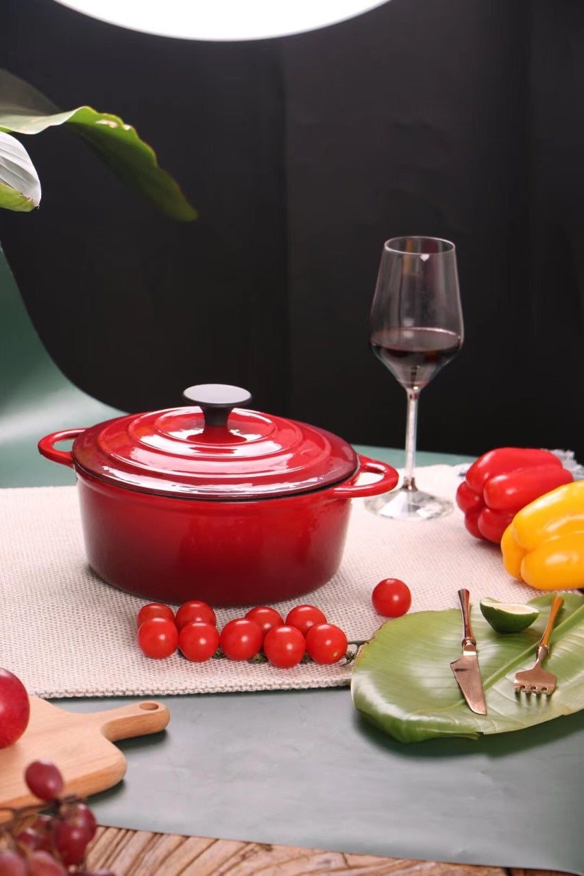 Enamel Cast Iron Stock Pot Universal Stew Pot Hat Shape Cooker