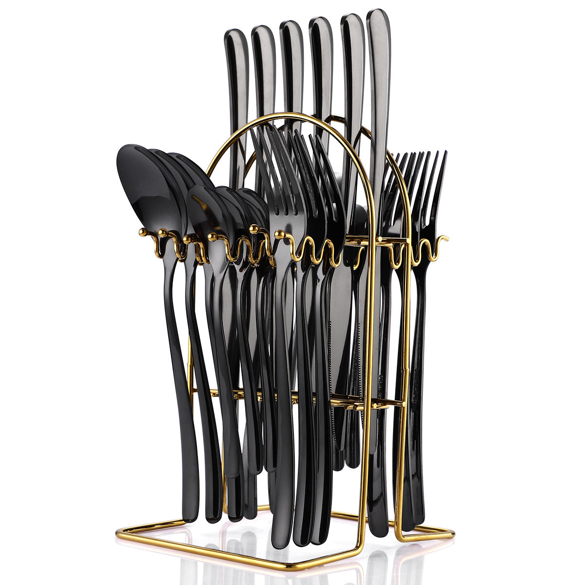 24 Piece Stainless Steel Cutlery Set With Storage Rack