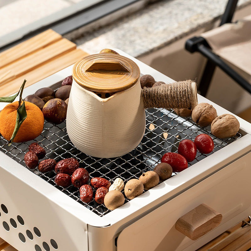 Square Outdoor Charcoal Barbecue Grill Oven For Courtyard Use