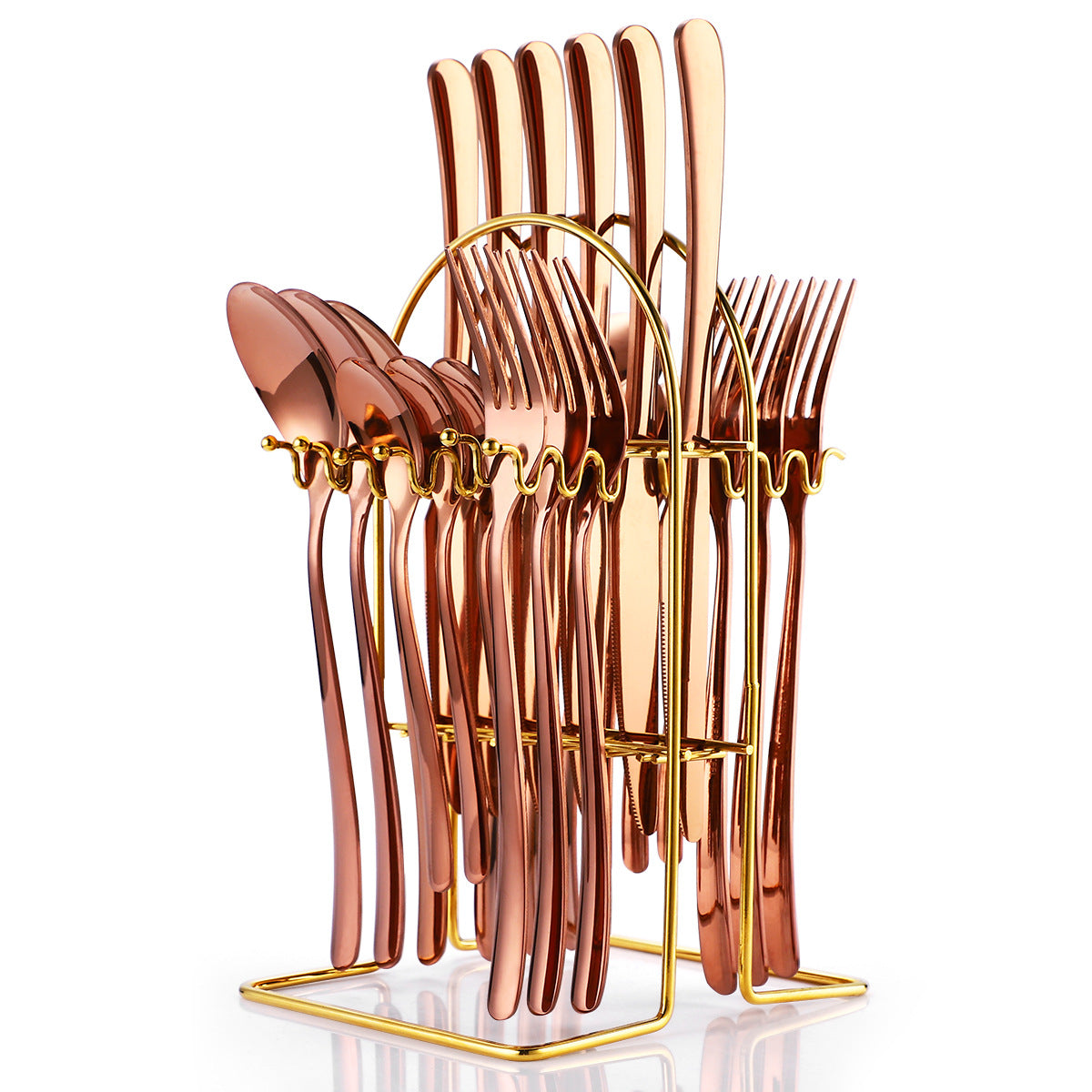 24 Piece Stainless Steel Cutlery Set With Storage Rack
