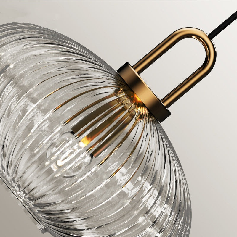 Clear Striped Glass Pumpkin Decorative Lamp For Ambient Lighting