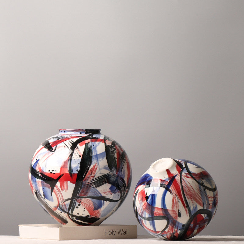 Creative Hand-Painted Graffiti Decorative Vase