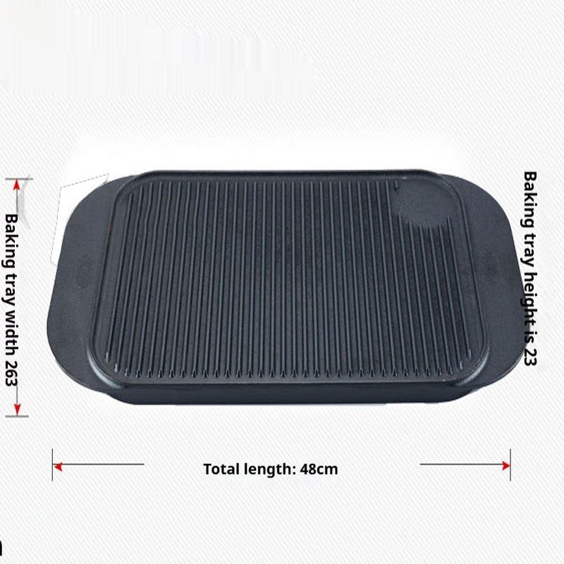 Flat Striped Cast-iron Griddle Double-sided