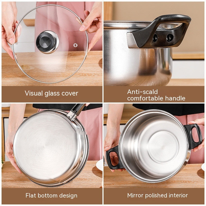 Stainless Steel Cookware Set With Pots Pan And Kettle For Kitchen Use