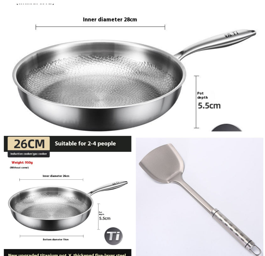 Pure Titanium Frying Pan Non-coated Non-stick Pan
