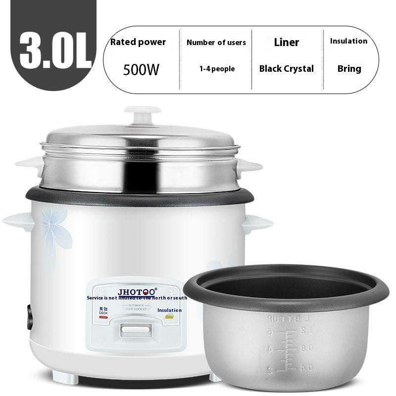 Compact Electric Rice Cooker 3L Large Capacity Household Use