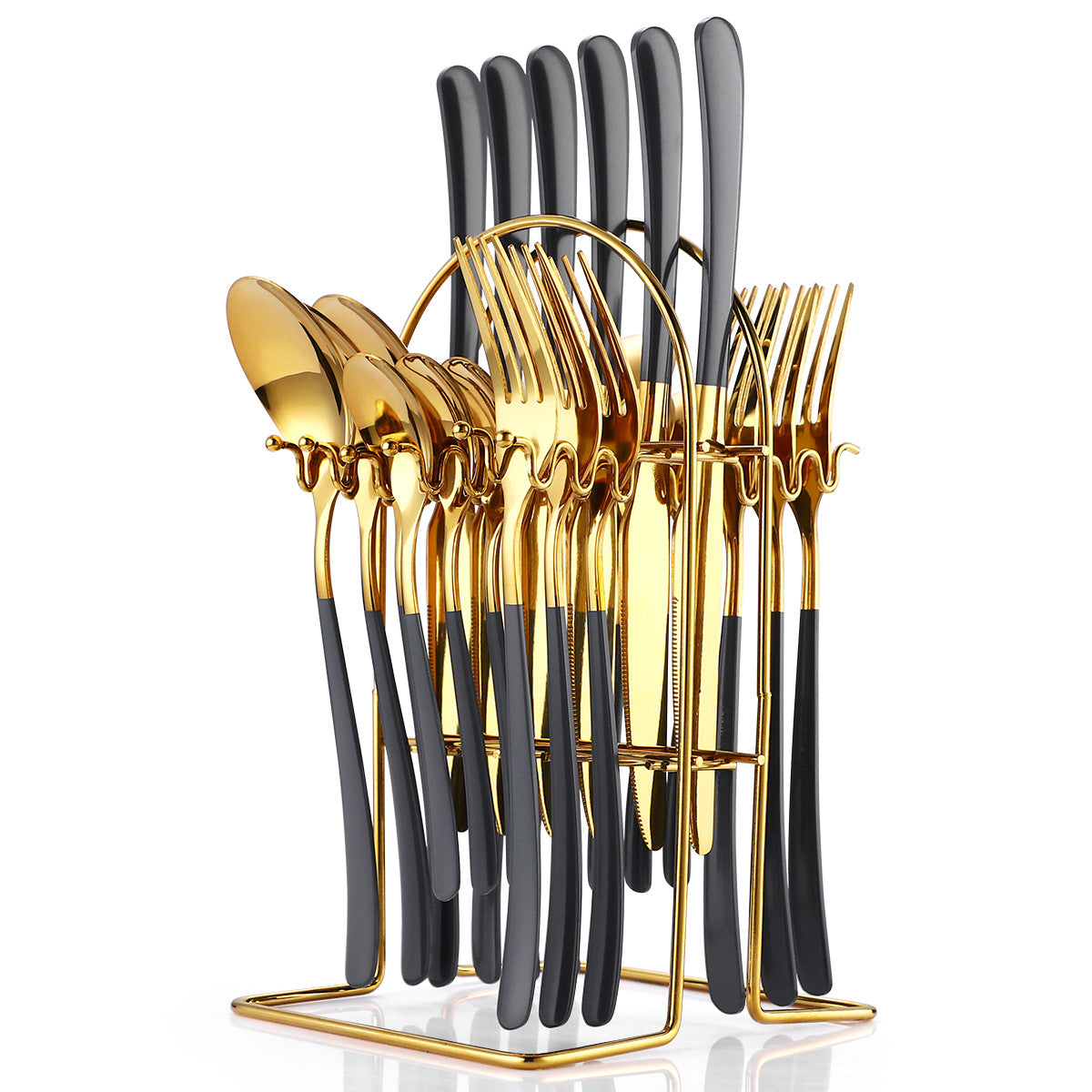24 Piece Stainless Steel Cutlery Set With Storage Rack