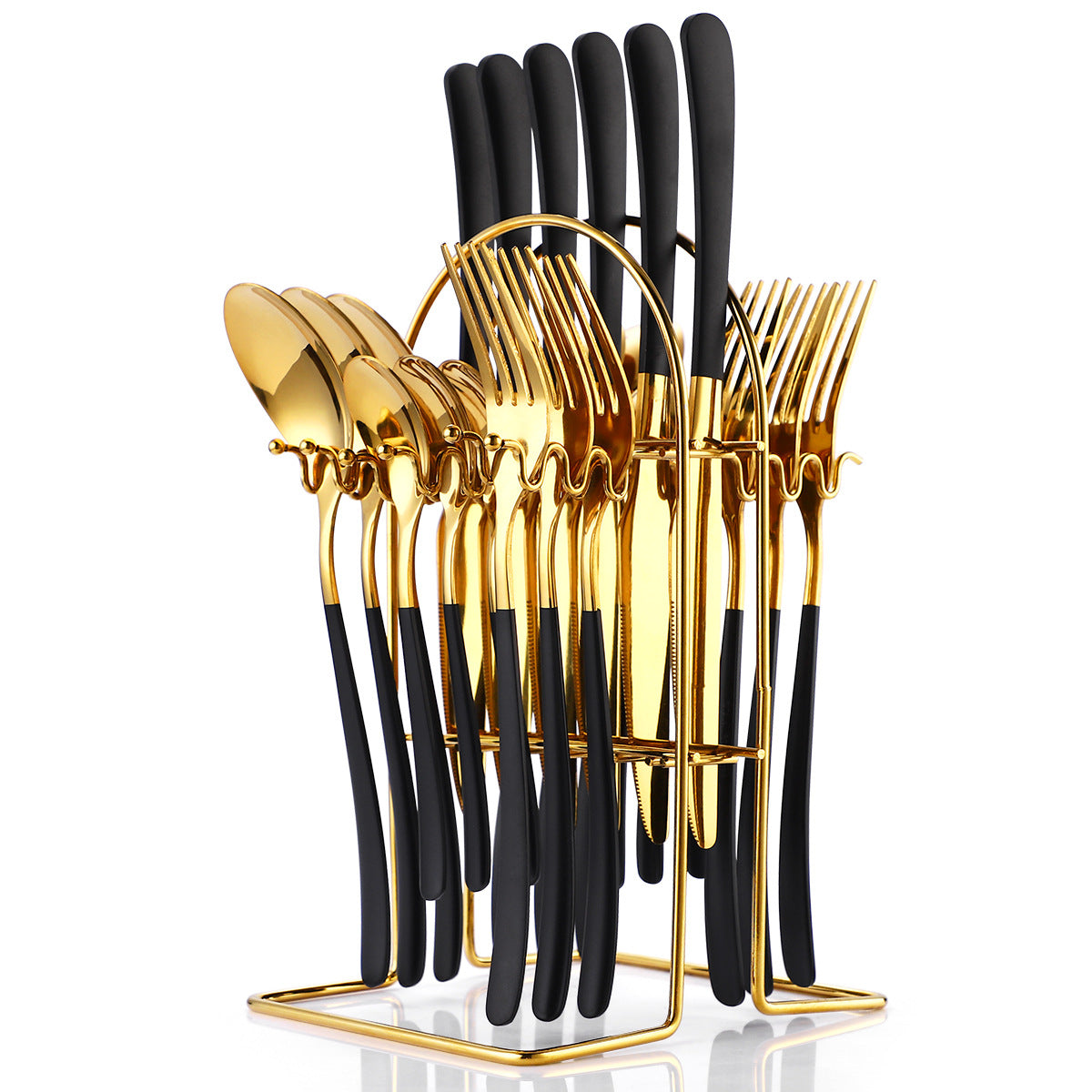 24 Piece Stainless Steel Cutlery Set With Storage Rack
